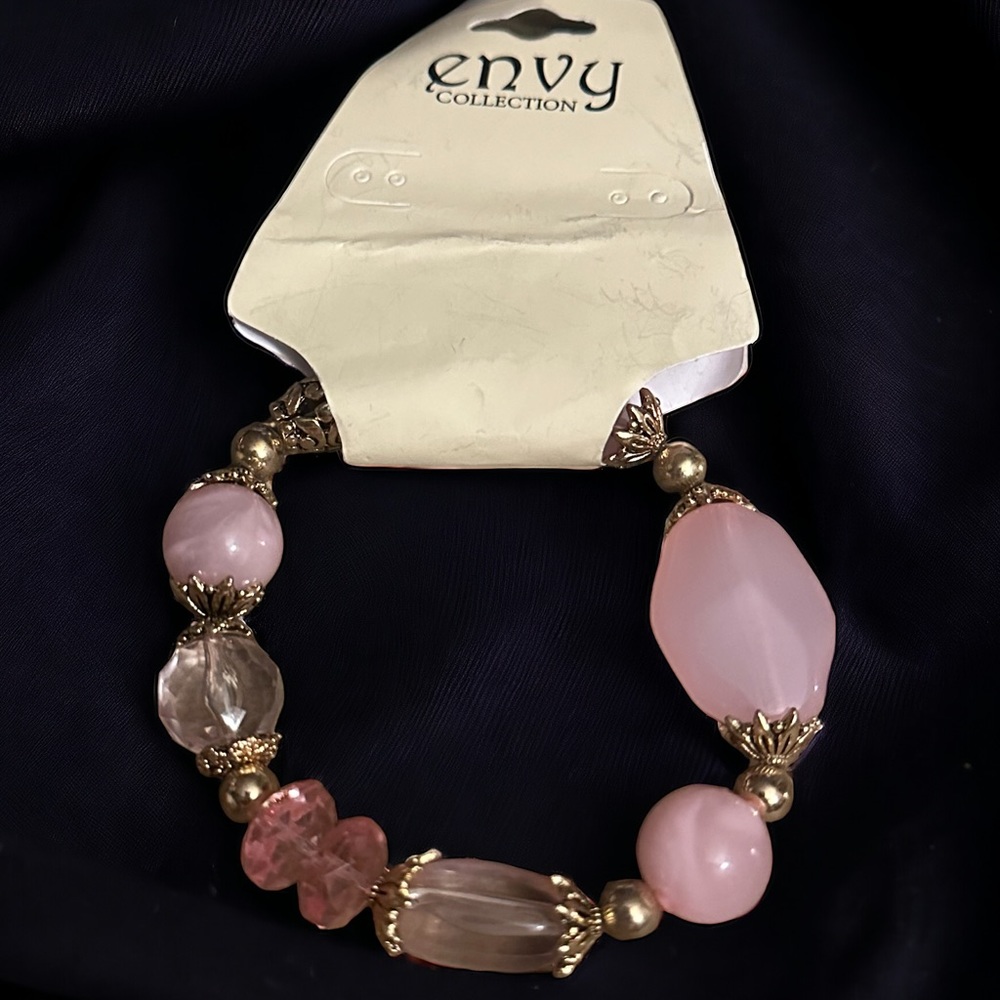 Envy pink multi bead stretch bracelet